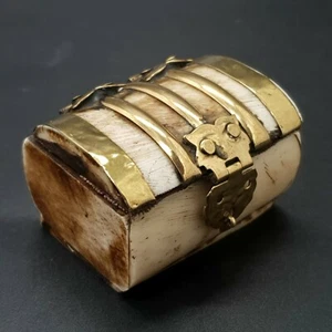 Handcrafted Bone Box Brass Fittings Jewellery Trinkets Artisan Decorative Chest - Bild 1 von 11