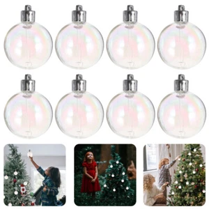12 Pcs White Glitter Christmas Balls Rainbow Ornaments Pearl Bubble Office - Picture 1 of 11