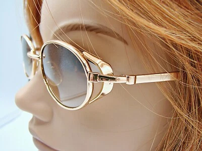 Винтажные солнцезащитные очки в золотой металлической оправе овальной формы летние солнцезащитные очки с бронзовыми линзами - Изображение 1 из 4