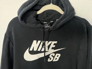 Nike SB Sweatshirt Mens L Large Black Logo Skateboarding Softball Hoodie - Picture 1 of 7