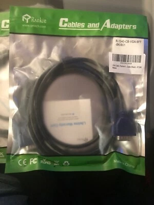 2 VGA Cables, Rankie 6 Feet VGA to VGA Monitor Cable (Black) - R1340 - Image 1 of 2