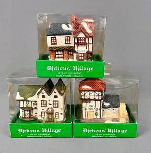 Department 56 Dickens Village Lite Up Christmas Ornament Houses Lot of 3 w Boxes - Picture 1 of 6