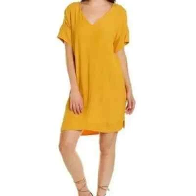 Vestido Madewell Para Mujer Novel Shift XS Dorado Amarillo Manga Corta Cuello en V Preppy Foto 1 de 4