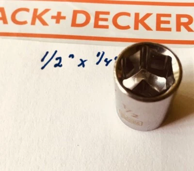 Black & Decker  1/2" x 1/4"  Dr Standard Socket 6 Point Free USA Shipping - Image 1 of 3