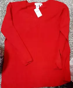NWT Coldwater Creek Red Sweater XL 18 Cable Front Long Sleeve Soft Touch - Picture 1 of 11