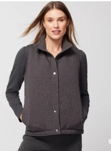 Neu mit Etikett Chico's Weekend Weste Größe 2 Large Druckknopf Taschen graphitgrau - Bild 1 von 6