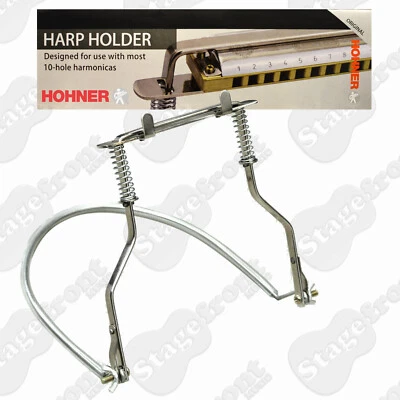 HOHNER 10 HOLE DIATONIC HARMONICA /HARP HOLDER PLASTIC COATED METAL NECK BRACE - image 1 of 2