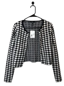 Forever 21 Women’s Long Sleeve Cardigan - Black and White Pattern - Large - NWT - Picture 1 of 12