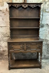 OLD GEORGIAN STYLE KITCHEN WELSH DRESSER SHELVES DRAWERS CUPBOARD - Picture 1 of 6