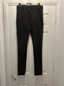 Stunning Biba Grace Stretch Stud Diamanté Black And Rose Jeans Size 10 Christmas - Picture 1 of 5