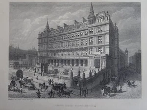 London CANNON STREET RAILWAY STATION Original Victorian Print 1878 - Picture 1 of 2