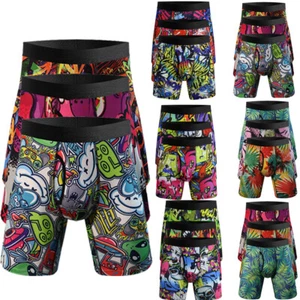 3 Pack Mens Boxer Shorts Underwear Trunks Long Leg Anti Chafing Pants Plus Size - Picture 1 of 24