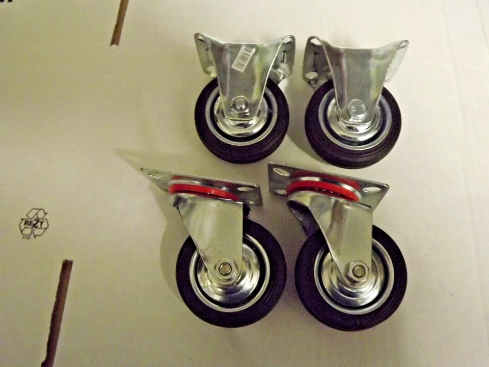 2 Lenkrollen und 2 Bockrollen ( starr )Transportrollen / Räder Rad 75 mm !!XXX - Bild 1 von 1