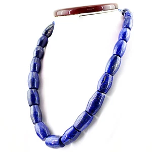 WOMEN JEWELLERY 1099.50 CTS NATURAL RICH BLUE LAPIS LAZULI BEADS NECKLACE (RS) - Picture 1 of 3