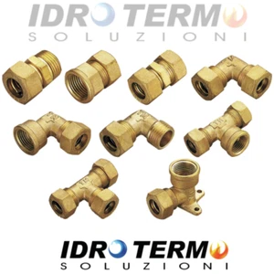 RACCORDI O-RING COMPRESSIONE A STRINGERE OTTONE PER TUBO RAME D10-12-14-16-18-22 - Foto 1 di 77