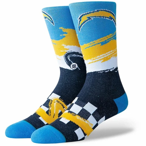 STANCE Mens NFL Football LA Chargers Wave Racer Crew Socks, Blue Medium 6 - 8.5 Cover