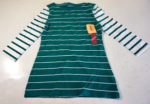 MERONA WOMEN'S STRIPED BOATNECK 3/4 SLEEVE TOP GREEN/WHITE XS NEW WITH TAGS!! - Picture 1 of 3