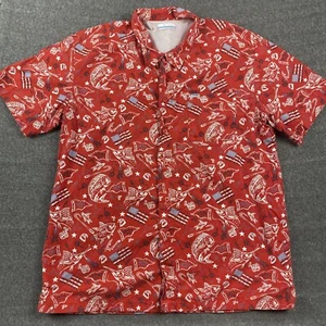 Columbia Hemd Herren Large Rot PFG Kurzarm Fisch Hawaii All Over Print AOP - Bild 1 von 11