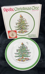 Spode Christmas Tree Holiday 8" Porcelain Salad Plates~~Set of 4 - Picture 1 of 3
