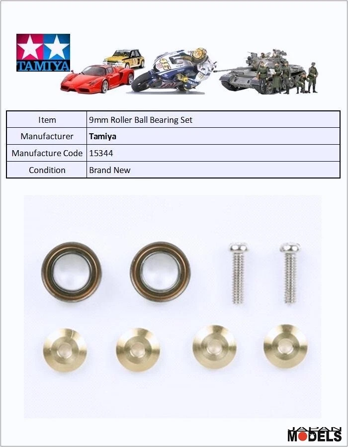 Tamiya 15344 Mini 4wd 9mm Ball Bearings (2pcs)