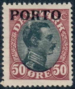 DINAMARCA. #J7. 1921. Franqueo adeudado. Øre 50, claret y negro. Chr. X. VF MNH (PK2395) - Imagen 1 de 2
