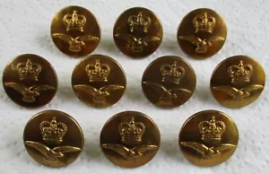10x RAF:"ROYAL AIR FORCE BRASS GREATCOAT BUTTONS" (23mm, 1950's, Firmin, London) - Picture 1 of 4