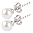 Natural Shell Pearl Classic Jewelry Round Beads Sterling Silver Stud Earring @