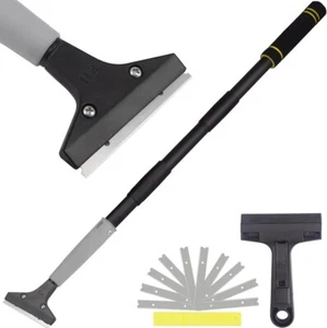Heavy Duty 4-Inch Razor Blade Floor Scraper, 31"-46'' Long-Handle, Cleaning Gla - Picture 1 of 9