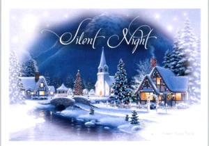 CHURCH SILENT NIGHT SCENE Christmas Greeting Card New MG93 - Picture 1 of 3
