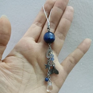 Charming Phone Strap Blue Sea with Moon Star Fish Tail Dangle Gift for Men Women - Zdjęcie 1 z 5
