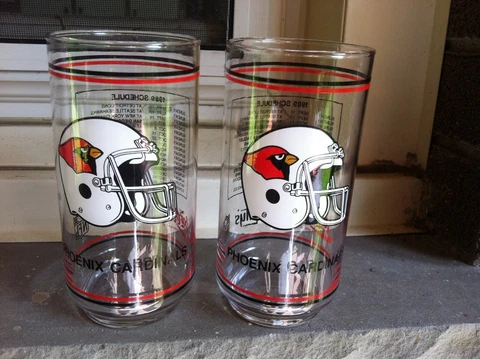 VINTAGE PHOENIX CARDINALS / COCA-COLA 16 OZ. GLASSES (2) 1989 Cover