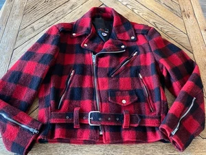 Vintage 80s Tripp Red Biker Moto Punk Wool Jacket Rockabilly red Buffalo plaid - Bild 1 von 19
