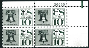 SC# C57 - 1960 10¢ - Campana de la Libertad - Como Nuevo Nunca Bisagras - Bloque de placas de 4 - Imagen 1 de 2