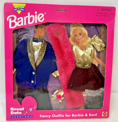 1995 Mattel Barbie & Ken Great Date Fashions Fancy Outfits #68588-91 - Image 1 of 4