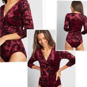 ModCloth Bodysuit Suits You Well Crushed Red Velvet Rose Whimsigoth Wrap Plus 1x - Picture 1 of 9