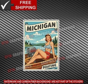 Michigan State Pinup Vintage Pin Up Travel Decal Vinyl Sticker Luggage Label A - Bild 1 von 2