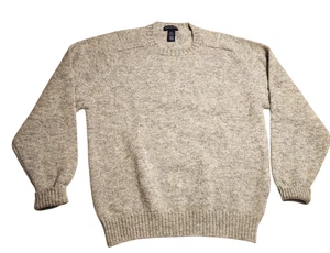 Lands End Crewneck Sweater Heathered Gray Lambswool Made in Scotland Mens Large - Picture 1 of 6