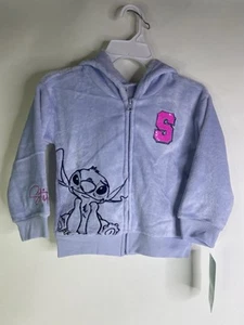 Disney Lilo and Stitch Soft Fleece Long Sleeve Zip Up Hoodie Blue Girls Size 4 - Picture 1 of 7