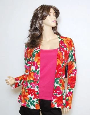 NUEVO CON ETIQUETAS TOP CÁRDIGAN JONES NEW YORK ROBLE PARQUE ~ RUBOR ROSA *S Foto 1 de 4