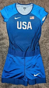 $180 Nike USA Official Rio Track Short Sleeve Unitard Speed Suit Women's Medium - Picture 1 of 11