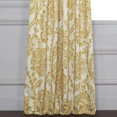84”x50” Blackout Room Darkening Curtain (1 Panel) ‘Tea Time’ Gold/White Paisley - Image 1 of 4
