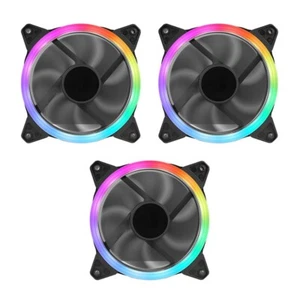 3 x GameMax Rainbow Ring 16 LED's 12cm 120mm PC Gehäuselüfter 4-Pin / 3-Pin - Bild 1 von 12