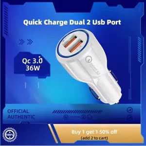 Fast Car Charger Quick Charge Qc 3.0 36W Certified Quick Charge Dual 2 Usb Port - Picture 1 of 5