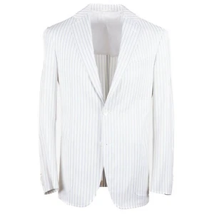 Zilli White and Sky Blue Striped Lightweight Wool Sport Coat 54R (Eu 64) NWT - Picture 1 of 9