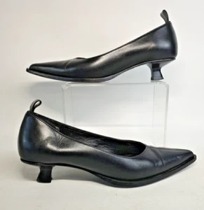 Massimo Dutti Ltd Ed. Black Leather Kitten Heel Pointed Court Shoes EU36 uk3 - Picture 1 of 14
