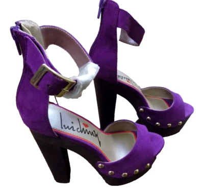 Sandalias Luichiny PÚRPURA Imitación Gamuza Correa al Tobillo 6" Tacones 2" Plataforma Tachonadas 7.5 Foto 1 de 4