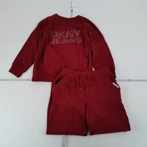 DKNY Jumper Joggers Set 10 Burgundy Boys Loungewear Tracksuit - Picture 1 of 21