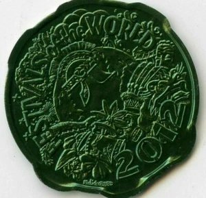 Mardi Gras Doubloon Krewe of Caesar 2012 verde aluminio - Imagen 1 de 2