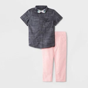 Cat & Jack Toddler Boys' 2Pc Chambray Woven Button-Down Shirt & Chino Pants 3T - Picture 1 of 1
