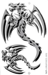 Planche lot stickers autocollants dragon dragons gris auto mobilier moto tribal - Picture 1 of 2